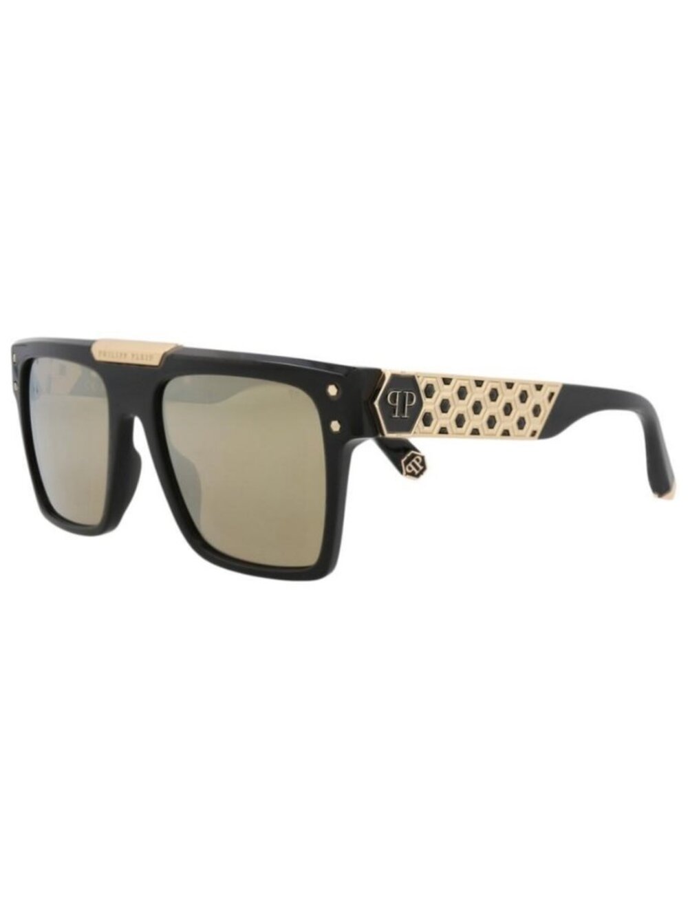 New Philipp Plein Unisex Square/Rectangle Black Black Gold Fashion Designer Sung
